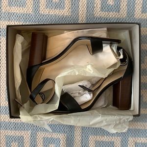 Black J.Crew Leather Ankle Strap Sandals